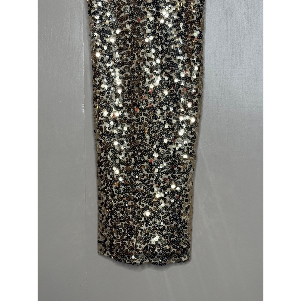 Lulus Gold Sequin Open Back Midi Dress Large Party Cocktail NYE - Picture 4 of 10